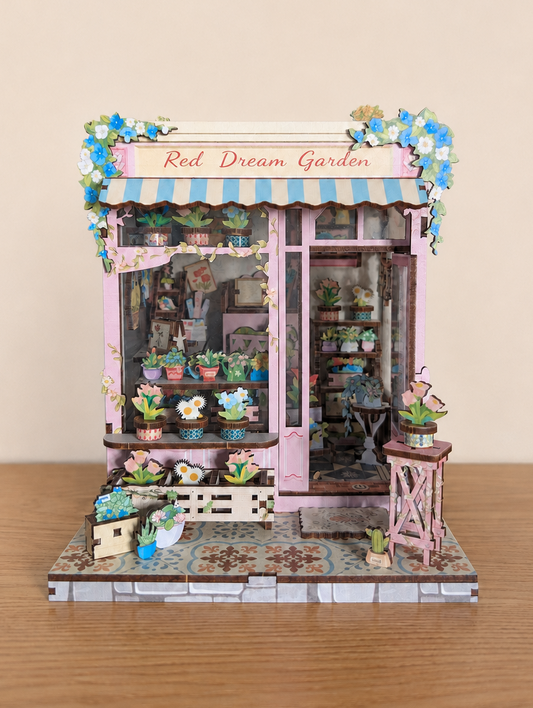 Red Dream Garden — DIY Miniature Flower Shop Kit with LED Light