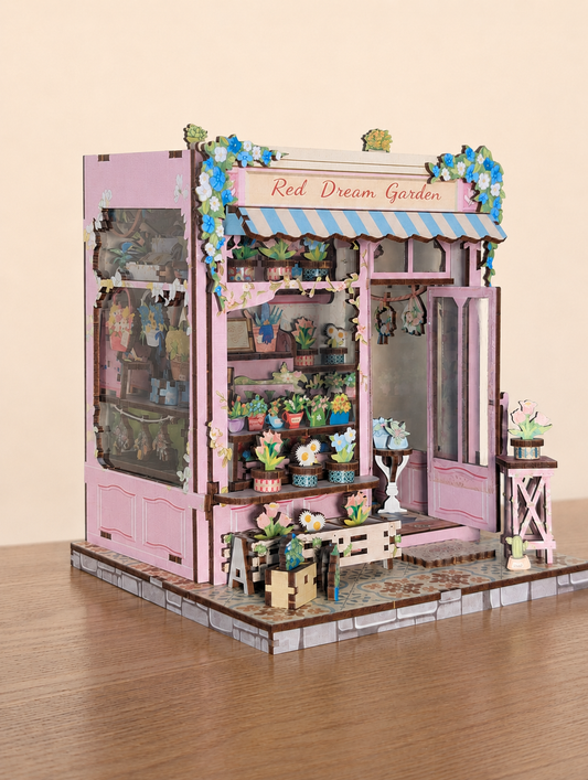 Red Dream Garden — DIY Miniature Flower Shop Kit with LED Light