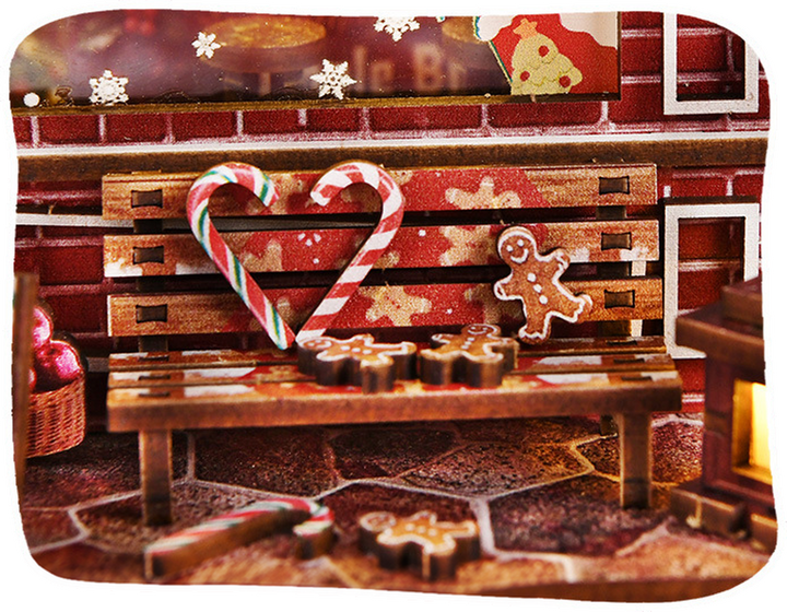 Bench with a candy-cane heart and gingerbread men